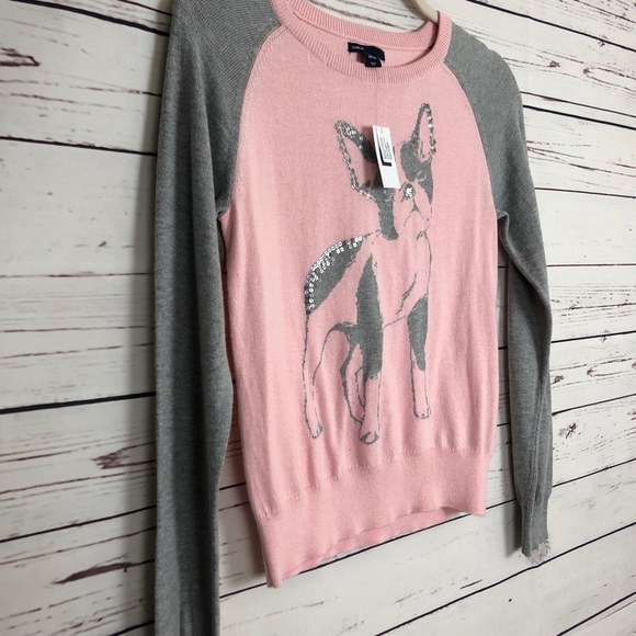 SOLDGAP Kids Girls Sweater Bulldog Sequins Sparkly - Picture 3 of 8